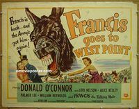 z268 FRANCIS GOES TO WEST POINT style B half-sheet movie poster '52 O'Connor