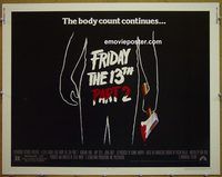 z274 FRIDAY THE 13TH 2 half-sheet movie poster '81 Jason!