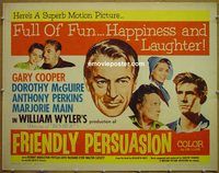 z276 FRIENDLY PERSUASION half-sheet movie poster R61 Gary Cooper