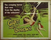 z289 GIANT FROM THE UNKNOWN half-sheet movie poster '58 wacky horror!