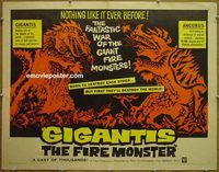 z290 GIGANTIS THE FIRE MONSTER half-sheet movie poster '59 Godzilla!