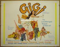 z292 GIGI half-sheet movie poster R66 Leslie Caron, Maurice Chevalier