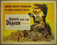 z305 GOLIATH & THE DRAGON half-sheet movie poster '60 Mark Forest