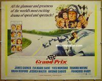 z309 GRAND PRIX half-sheet movie poster '67 James Garner, car racing!