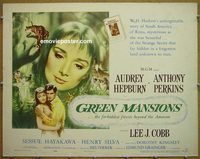 z314 GREEN MANSIONS half-sheet movie poster '59 Audrey Hepburn, Perkins