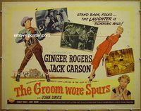 z316 GROOM WORE SPURS half-sheet movie poster '51 Ginger Rogers