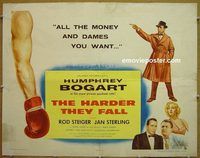 z326 HARDER THEY FALL style B half-sheet movie poster '56 Humphrey Bogart