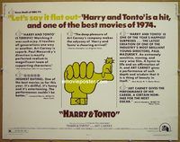 z327 HARRY & TONTO half-sheet movie poster '74 Art Carney, Burstyn