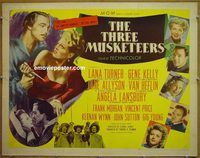 z821 THREE MUSKETEERS style B half-sheet movie poster '48 Lana Turner