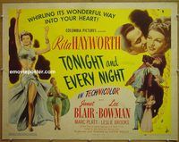 z830 TONIGHT & EVERY NIGHT half-sheet movie poster '45 Rita Hayworth, Blair