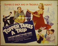 z832 TOPPER TAKES A TRIP half-sheet movie poster R40s Bennett, Young