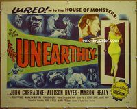 z850 UNEARTHLY half-sheet movie poster '57 John Carradine, Allison Hayes