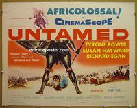 z853 UNTAMED half-sheet movie poster '55 Tyrone Power, Susan Hayward