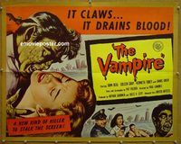 z860 VAMPIRE half-sheet movie poster '57 John Bealm, Coleen Gray