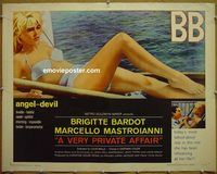 z864 VERY PRIVATE AFFAIR half-sheet movie poster '62 Brigitte Bardot