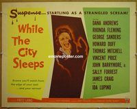 z892 WHILE THE CITY SLEEPS half-sheet movie poster '56 Fritz Lang