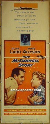 a572 McCONNELL STORY insert movie poster '55 Alan Ladd, Allyson