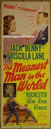 a575 MEANEST MAN IN THE WORLD insert movie poster '43 Jack Benny