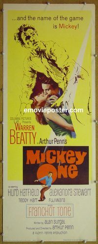 a586 MICKEY ONE insert movie poster '65 Warren Beatty