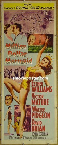 a591 MILLION DOLLAR MERMAID insert movie poster '52 Esther Williams