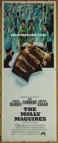 a596 MOLLY MAGUIRES insert movie poster '70 Sean Connery, Harris