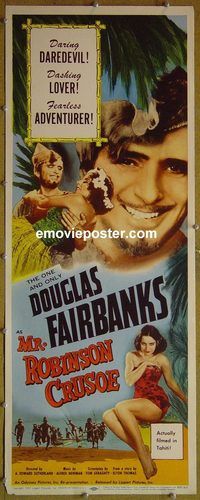 a602 MR ROBINSON CRUSOE insert movie poster R53 Fairbanks Sr.