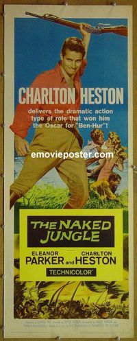 a617 NAKED JUNGLE insert movie poster R60 Charlton Heston, Pal