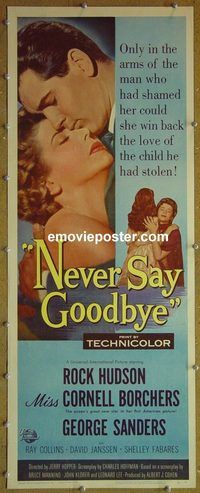 a629 NEVER SAY GOODBYE insert movie poster '56 Rock Hudson