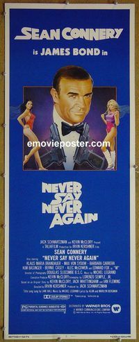 a630 NEVER SAY NEVER AGAIN insert movie poster '83 Sean Connery,Bond