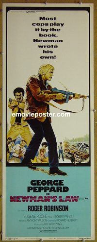 a632 NEWMAN'S LAW insert movie poster '74 George Peppard