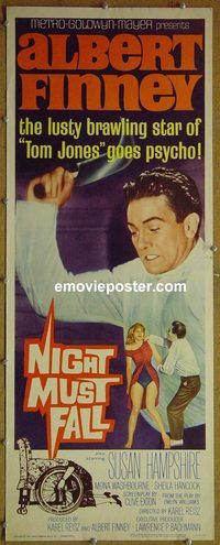 a636 NIGHT MUST FALL insert movie poster '64 Albert Finney