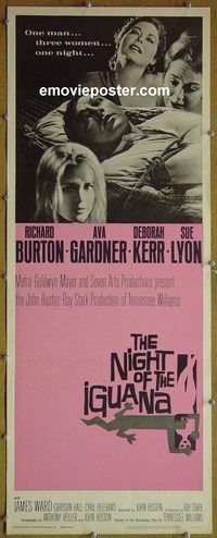 a638 NIGHT OF THE IGUANA insert movie poster '64 Burton, Gardner, Lyon