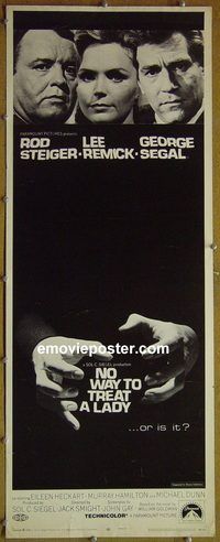 a644 NO WAY TO TREAT A LADY insert movie poster '68 Rod Steiger