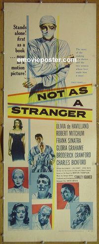 a647 NOT AS A STRANGER insert movie poster '55 Robert Mitchum