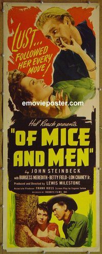 a650 OF MICE & MEN insert movie poster R46 Lewis Milestone