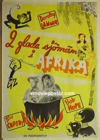 c252 ROAD TO ZANZIBAR Swedish movie poster '41 Crosby, Aberg artwork!