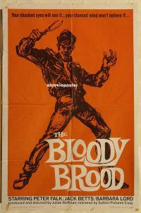 f324 BLOODY BROOD one-sheet movie poster '62 Peter Falk, drugs!