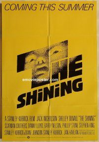 f707 SHINING advance English one-sheet movie poster '80 Nicholson, Kubrick