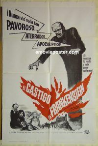 f423 EVIL OF FRANKENSTEIN Spanish one-sheet movie poster '64 Peter Cushing