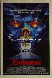 f424 EVILSPEAK one-sheet movie poster '81 Clint Howard, horror sci-fi!