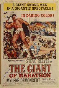 f474 GIANT OF MARATHON signed one-sheet movie poster '60 Steve Reeves