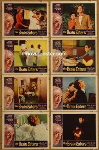 f083 BRAIN EATERS 8 movie lobby cards '58 AIP, Roger Corman