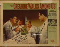 f206 CREATURE WALKS AMONG US signed movie lobby card #4 '56 Jeff Morrow