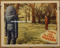 f211 EARTH VS THE FLYING SAUCERS movie lobby card #2 '56 cool robot!