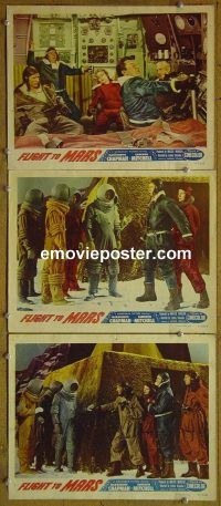 f175 FLIGHT TO MARS 3 movie lobby cards '51 Selander sci-fi!