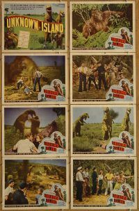 f141 UNKNOWN ISLAND 8 movie lobby cards '48 dinosaurs, great images!