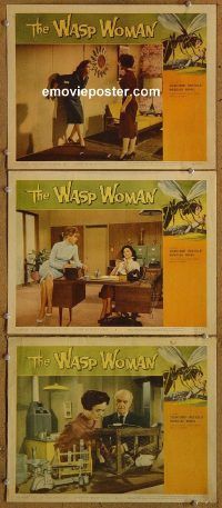 f177 WASP WOMAN 3 movie lobby cards '59 Roger Corman sci-fi!