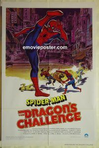 f725 SPIDER-MAN & THE DRAGON'S CHALLENGE one-sheet movie poster '80 Marvel