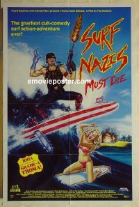 f742 SURF NAZIS MUST DIE one-sheet movie poster '87 Troma cult movie!