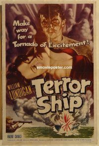 f758 TERROR SHIP one-sheet movie poster '54 William Lundigan, Chance